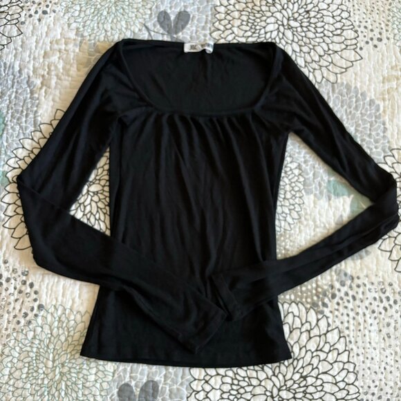 NWOT Joah Brown Square Neck Long Sleeve Shirt - Size S/M -  Black - Picture 2 of 5